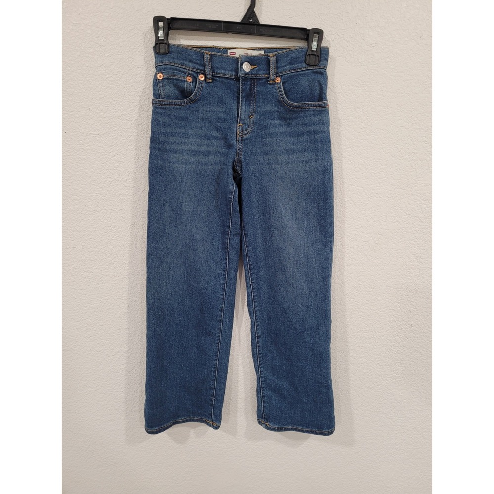 Levis Girls Wide Leg Jeans Medium Wash Blue Denim Adjustable Waist Size 8 #3